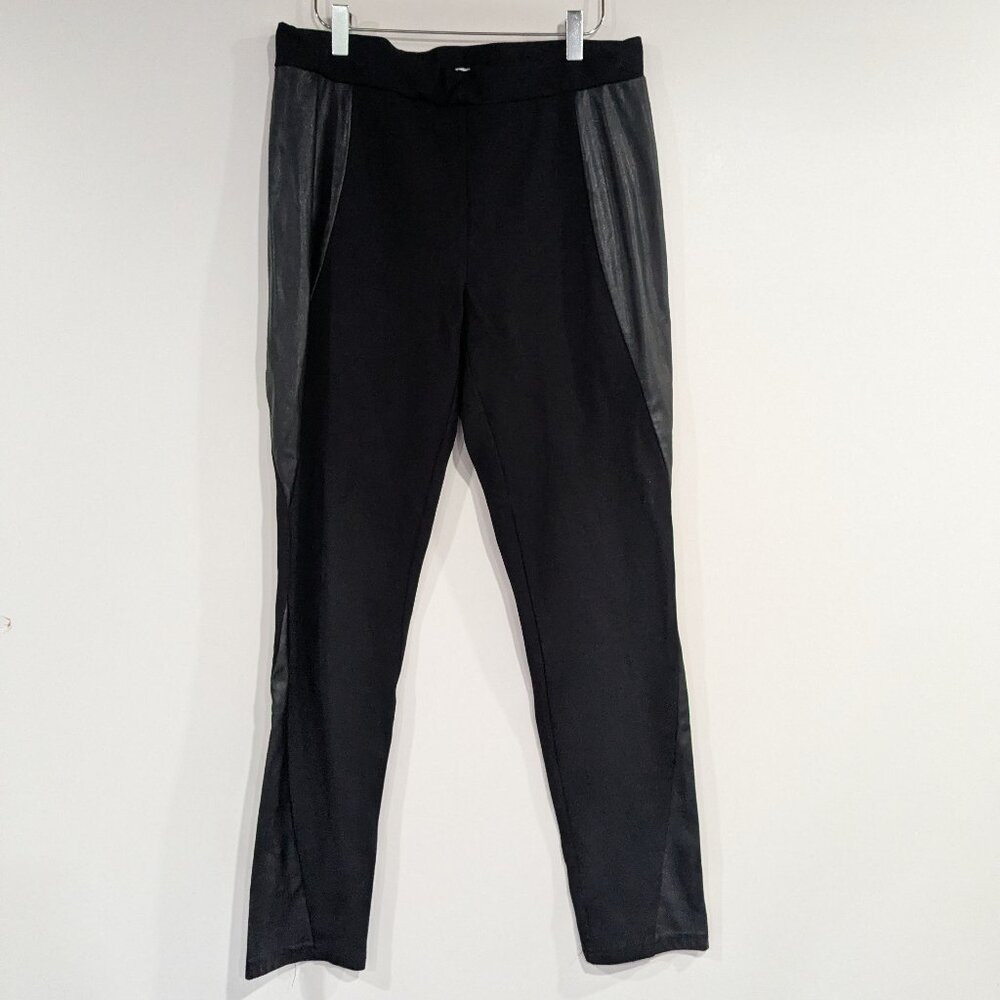 Joseph Ribkoff Pleather Panel Leggings Tights Black Size 12